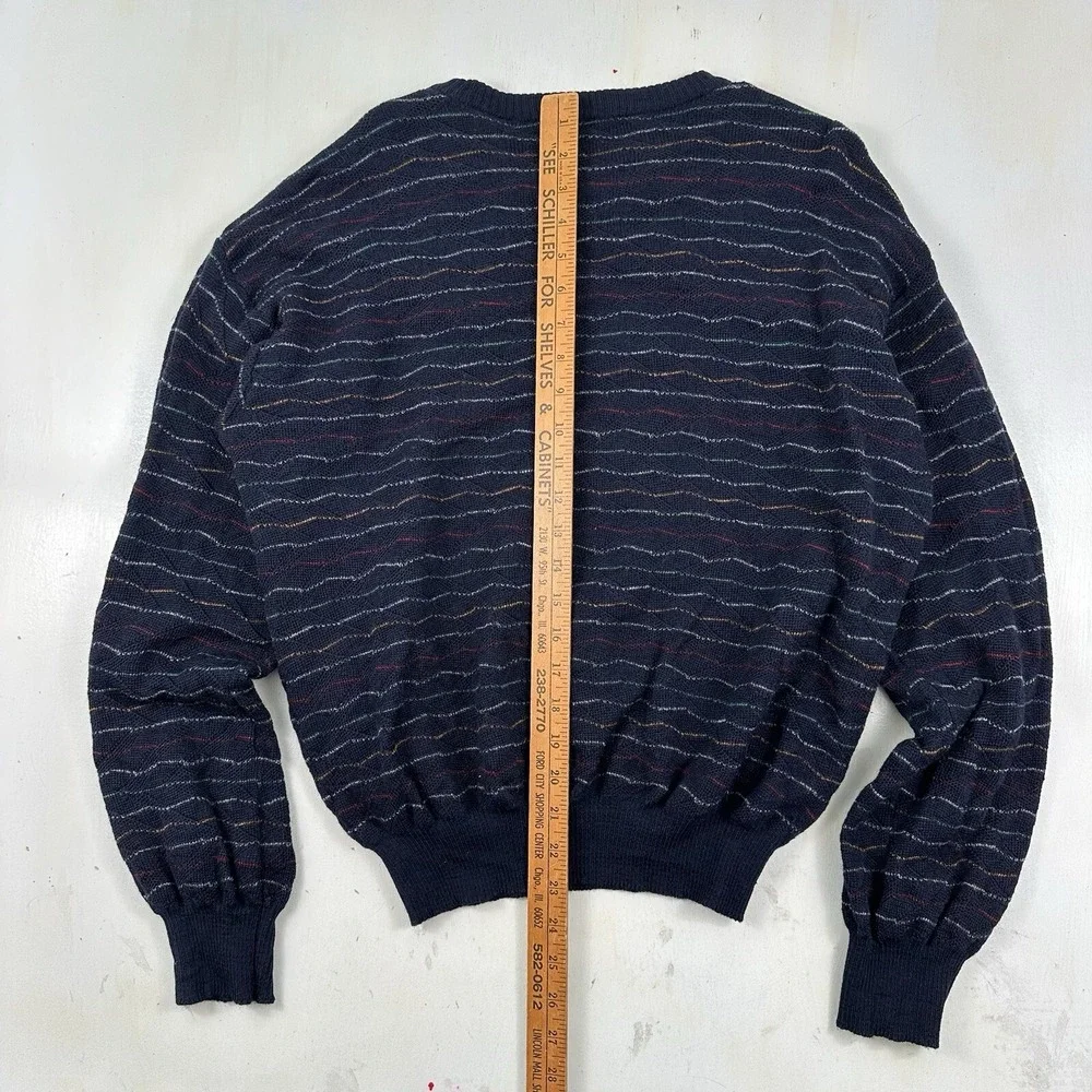 Vintage Tricots St‎ Raphael Grandpa Sweater Mens Large Merino Wool Blue Colorful